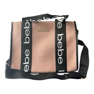 Bebe Blush and Black Logo Shoulder Bag
